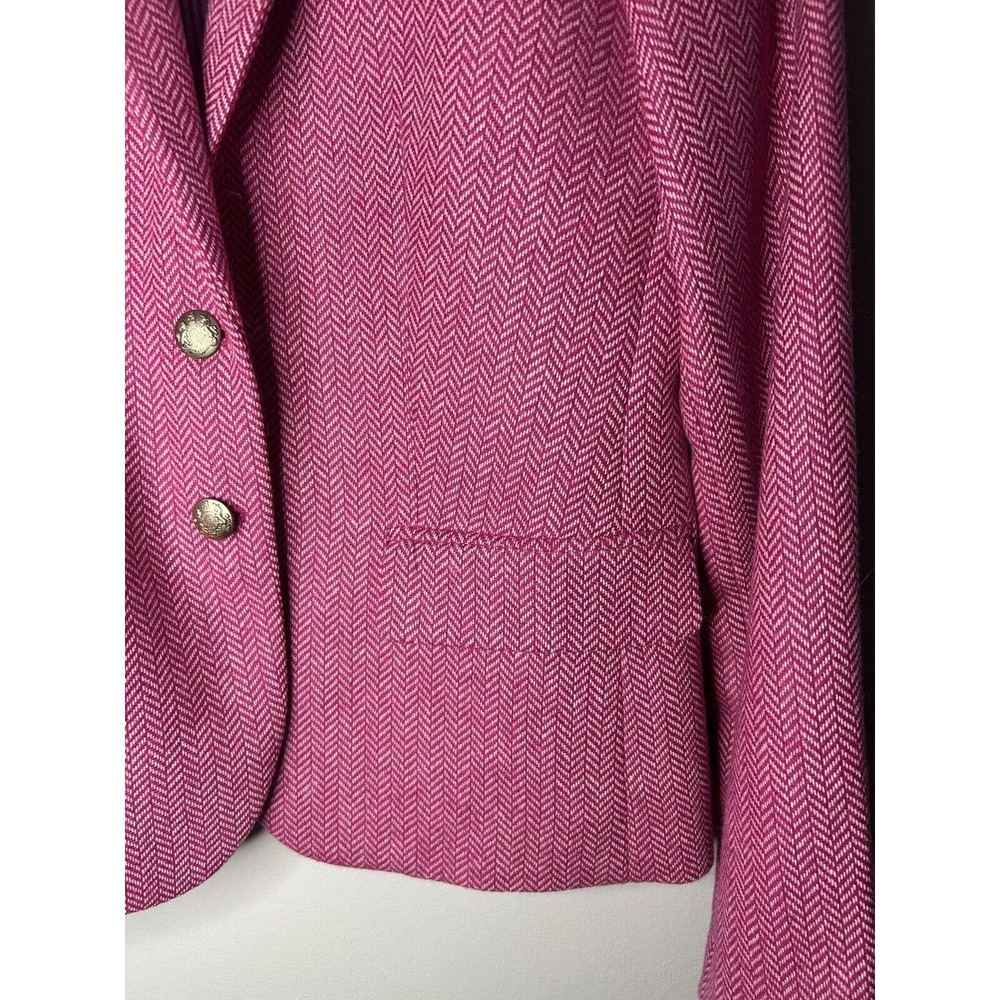 J Crew Blazer Jacket Wool Blend Womens SZ 4 Pink Herringbone with Buttons NWT - Picture 6 of 9
